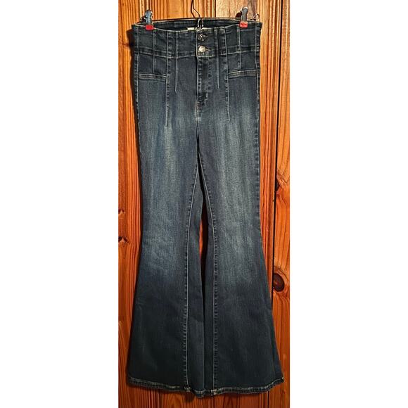 We The Free Size 28 Jayde High Rise Flare Leg Jean Blue Denim FREE PEOPLE - Picture 2 of 5